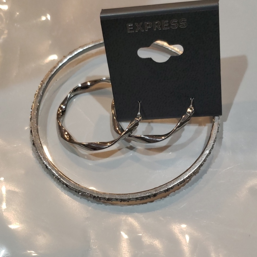 Express silver hoop earrings